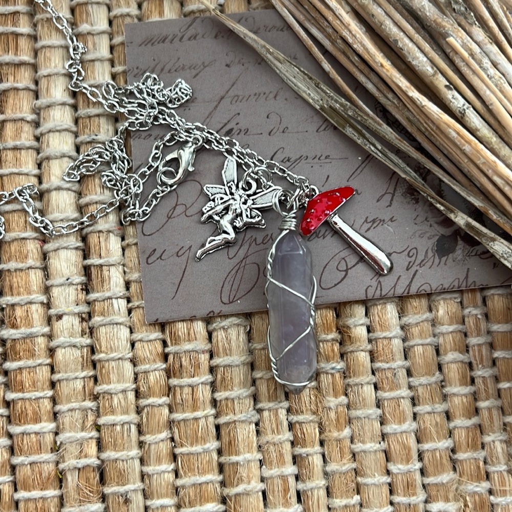 Fairy rock mushroom necklace handmade